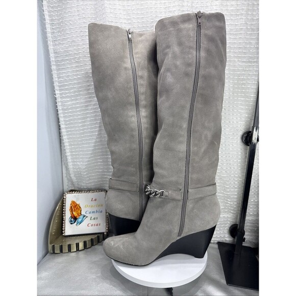 (F2) BCB GENERATION Merryl Tall Suede Wedge Leather Boot SZ 8.5 Women’s - Picture 3 of 16